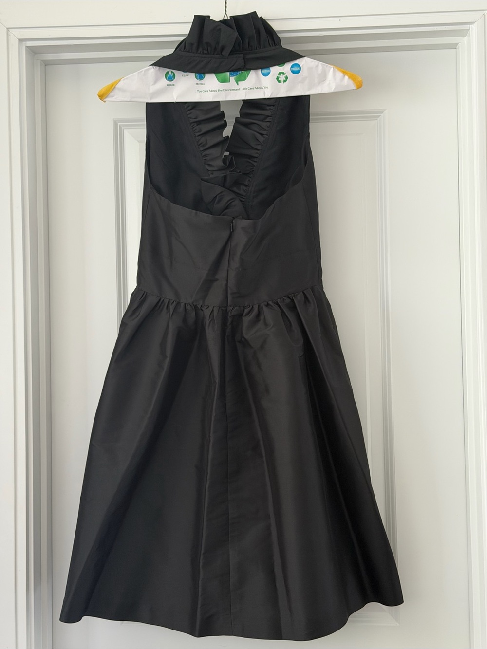 ALFRED SUNG Black Ruffle Halter cocktail dress, style D470 - Picture 2 of 3